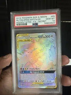 Hidden Fates Pokemon TCG Moltres Zapdos Articuno GX 69/68 Secret Rare PSA 10 - Image 1