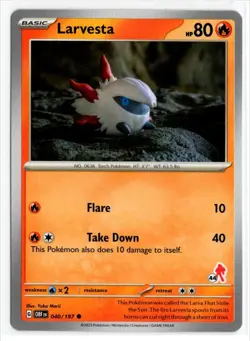 Pokemon Battle Academy 2024 Armarouge Deck #44 Obsidian Flames 040/197 Larvesta - Image 1
