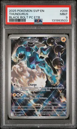 2025 POKEMON BLACK BOLT POKEMON CENTER ETB PROMO SVP #209 THUNDURUS PSA 9 - Image 1