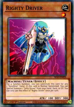 Righty Driver #SR10-EN019 Yugioh 1st Edition Lightly played - Image 1