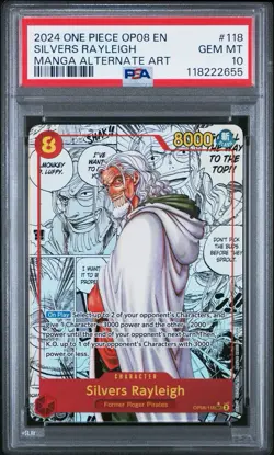 2024 OP-08 One Piece EN Manga Alternate Art Silvers Rayleigh PSA 10 - Image 1