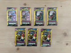 7x SEALED Pokemon Sun and Moon Unified Minds 3-CARD Booster Packs - Image 1