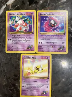 Pokemon TCG Sabrina's Gastly, Abra And Mr. Mime Gym Challenge Cards - Image 1