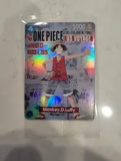 One Piece Monkey D. Luffy US Voyage College Basketball Promo Card Gonzaga SEALED - Image 1