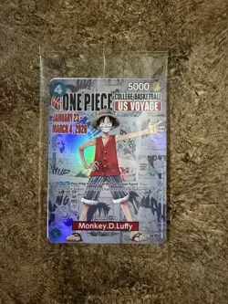 One Piece College Basketball US Voyage Monkey D. Luffy Trading Card Unopened - Image 1