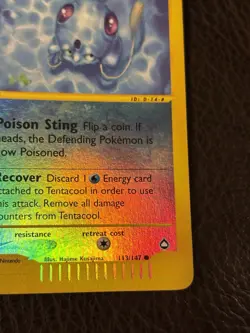 Tentacool Aquapolis Reverse Holo LP Edge Wear 113/147 Pokemon Card E Series 2003 - Image 4