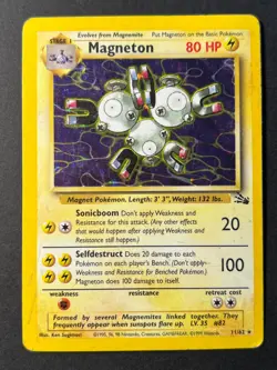 Magneton 11/62 Fossil Unlimited - Holo Rare - WOTC Pokemon Card HP + - Image 1