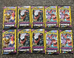 Lot of 10 Pokemon Unified Minds Sun & Moon 3 Card Mini Booster Packs - Image 1