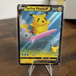 Pokemon Pikachu TCG Surfing v Celebrations Holo Ultra Rare Card 008/025 - Image 1