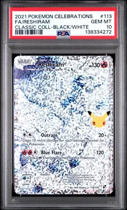 Pokemon Celebrations Reshiram Card PSA 10 113/114 TCG - Image 1