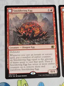 C2716 MAGIC MTG INNISTRAD: MIDNIGHT HUNT SMOLDERING EGG 2X #159 LP RARE - Image 2
