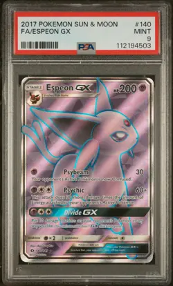 2017 POKEMON SUN & MOON #140 FULL ART/ESPEON GX PSA 9 - Image 1