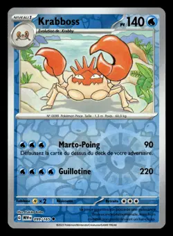 Carte Pokemon KRABBOSS Francais REVERSE - EV3.5 MEW FR 151 - 099/165 - - Image 1