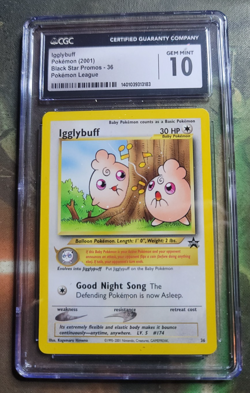 Igglybuff 2001 Black Star Promo #36 Pokemon League. CGC Graded Gem Mint 10. WotC - Image 1