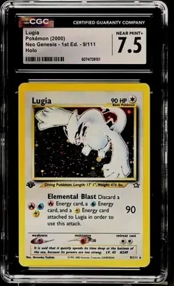 2000 Pokemon Neo Genesis 1st Edition Lugia CGC 7.5 Near Mint + - Image 1