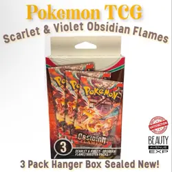 Pokemon TCG Scarlet & Violet Obsidian Flames 3 Pack Hanger Box Sealed New! - Image 1