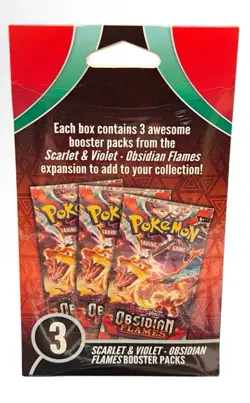 Pokemon TCG Scarlet & Violet Obsidian Flames 3 Pack Hanger Box Sealed New! - Image 2