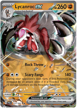 LYCANROC EX 117/193 PALDEA EVOLVED POKEMON (DOUBLE RARE, NM) - Image 1