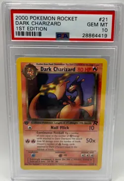 2000 Pokemon Team Rocket 1st Edition Dark Charizard #21 PSA 10 - Image 1
