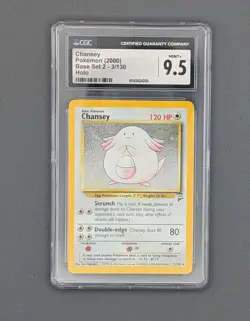 Chansey 3/130 Holo Rare - Base Set 2 - CGC 9.5 MINT+ Pokemon TCG WotC - Image 1