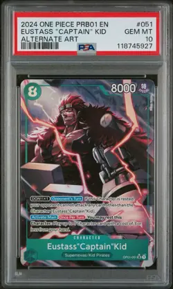 2024 One Piece Eustass "Captain" Kid Alt Art SR PRB01 OP01-051 PSA 10 - Image 1