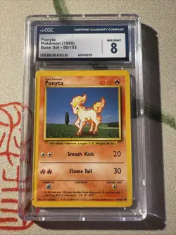 Ponyta CGC 8 - Vintage Common 60/102 - 1999 Unlimited Base Set Pokemon TCG WotC - Image 1