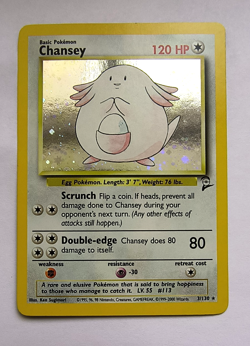 Chansey 3/130 Holo Rare WOTC Card Pokemon Base Set 2 - Image 1