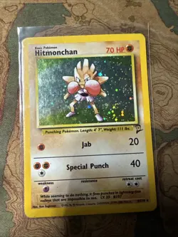 Pokemon Hitmonchan 2nd Edition Holo Rare TCG Card 8/130, 2000 - Image 1