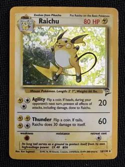 Raichu 16/130 Base Set 2 Holo Pokemon Card HP - Image 1