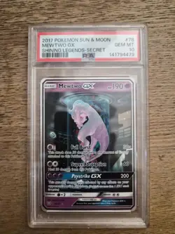 Mewtwo GX Full Art Secret Rare Card 78/73 Shining Legends PSA 10 - Image 1
