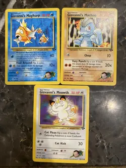 Pokemon Gym Challenge Cards Giovanni’s Magikarp, Meowth & Machop - Image 1
