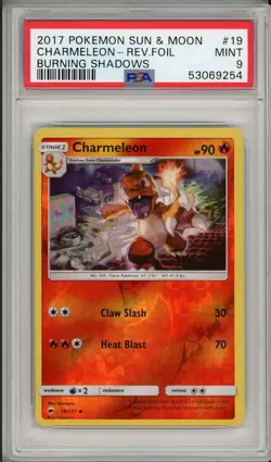 2017 Pokemon Sun & Moon Burning Shadows Charmeleon Reverse Foil Holo #19 PSA 9 - Image 1