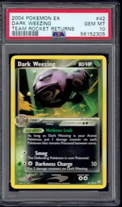 2004 Pokemon Dark Weezing 42/109 PSA 10 (EX Team Rocket Returns) - Image 1