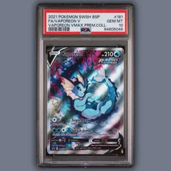 2021 POKEMON SWSH BLACK STAR PROMO #181 FULL ART/VAPOREON V PSA 10 - Image 1