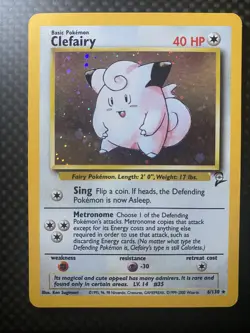 Pokemon TCG Clefairy 6/130 Base Set 2 Holo Rare MP - Image 1
