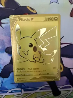 Pokemon TCG Pikachu V Gold Swsh145 Promo Sword & Shield Celebrations Holo NM - Image 1