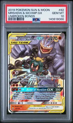 3800 Marshadow & Machamp GX 2019 Pokemon Sun Moon Unbroken Bonds #82 PSA 10 - Image 1