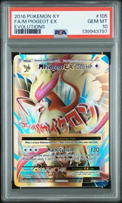 2016 POKEMON XY EVOLUTIONS #105 FULL ART/M PIDGEOT EX PSA 10 - Image 1