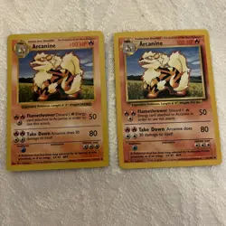 Set Of Two Arcanine Pokemon Cards, Base Set, Unlimited, NM - Image 1