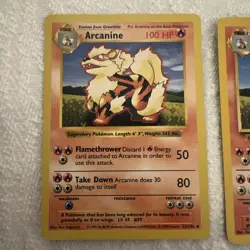 Set Of Two Arcanine Pokemon Cards, Base Set, Unlimited, NM - Image 2
