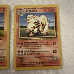 Set Of Two Arcanine Pokemon Cards, Base Set, Unlimited, NM - Image 3