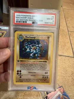 Pokemon TCG Machamp Holo Rare 1st Edition Shadowless PSA 8 - Image 1