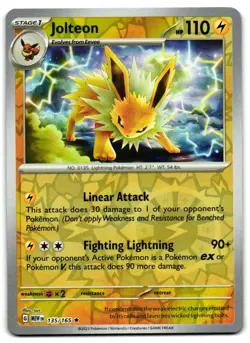 Jolteon 135/165 - 151 Rare Pokemon TCG Reverse Holo - LP Card - Image 1