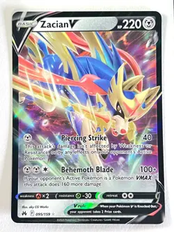 Zacian V 095/159 Ultra Rare Crown Zenith - Pokemon TCG - Pack Fresh Near Mint NM - Image 1