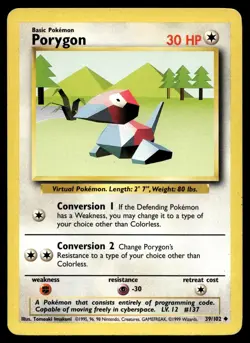 Porygon 039/102 Pokemon Base Set Unlimited Non Holo LP - Image 1