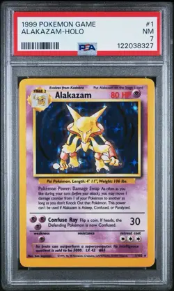 1999 Pokemon Game Alakazam Holo #1 PSA 7 - Image 1