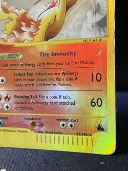 Moltres 21/144 - Pokemon Skyridge Set - Reverse Holo E Reader - DMG - Image 4