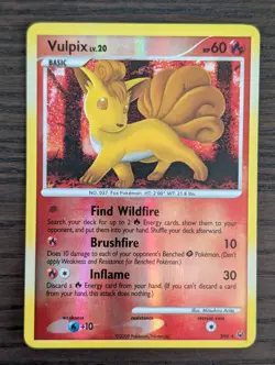 Pokemon Vulpix SH6-12 Platinum Shiny Holo Rare Reverse Holo Basic Card 2009 HP60 - Image 1