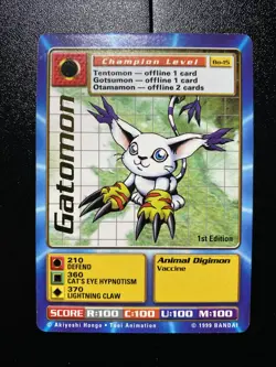 Gatomon Bo-15 Gold Stamp Digimon Card Game 1999 Bandai NM - Image 1
