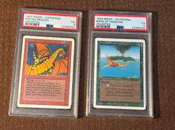 Birds of Paradise (PSA 5) + Shivan Dragon (PSA 3) Revised Edition Mislabeled MTG - Image 1